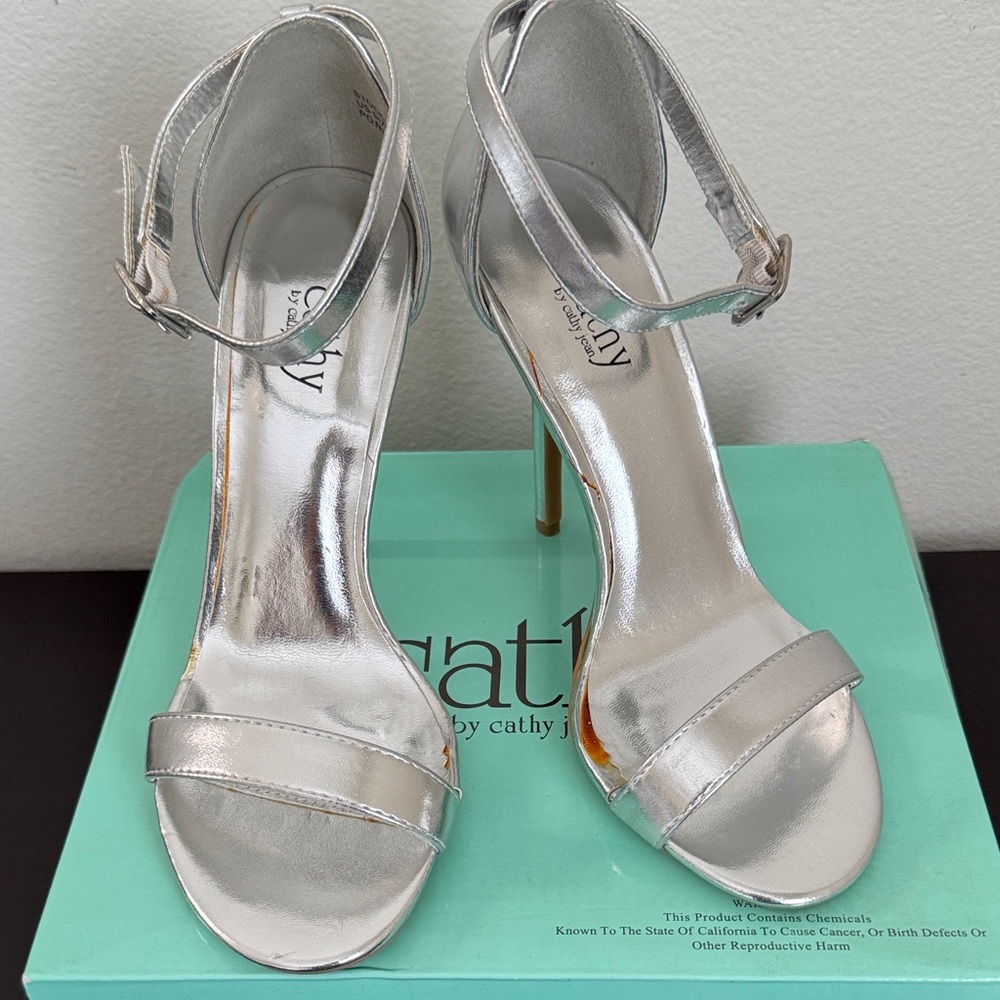 Cathy Jean Metallic Silver Heels
